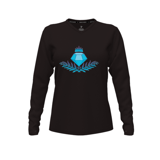 [FTLVCFBK-FYXS-LOGO3] Decker Comfort T-Shirt (Female Youth XS, Black, V Neck, Logo 3, Long Sleeve)